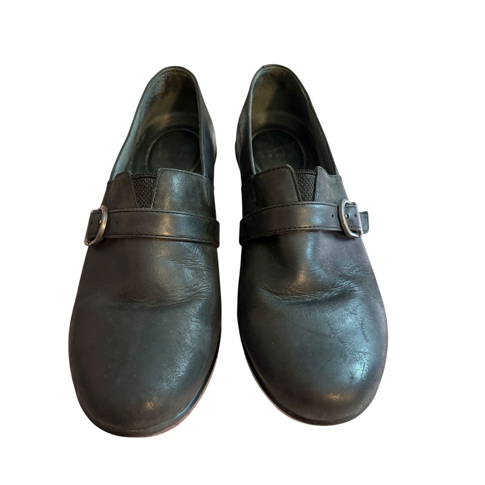 Dansko Black Leather Buckle Mary Jane Wedge Clogs Shoes 39 9708020202